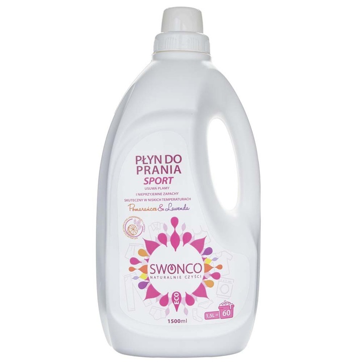 Mosószer Swonco Laundry Liquid Sport, narancs-levendula - 1500 ml