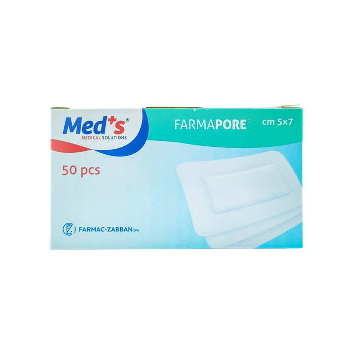 Plasture steril autoadeziv Farmapore, 50 buc, 5x7cm, alb, hipoalergenic