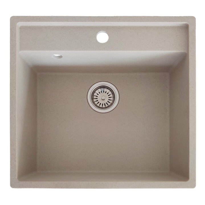 Set chiuveta din granit compozit SanDonna Selena bej + Kit de curatare si intretinere a chiuvetelor 2in1