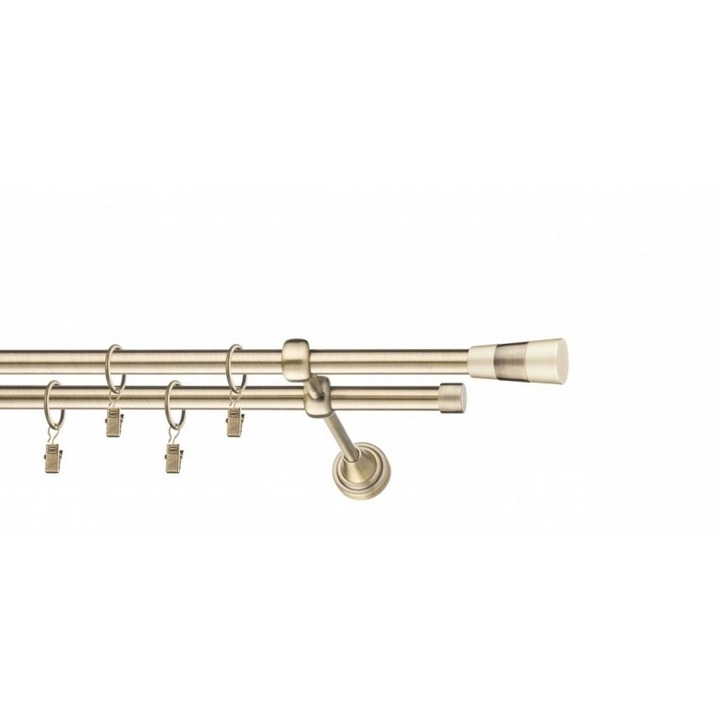 galerie metal 16/16 mm AMERIKA dupla, antik arany, 240 cm, NEW JERSEY végdíszek