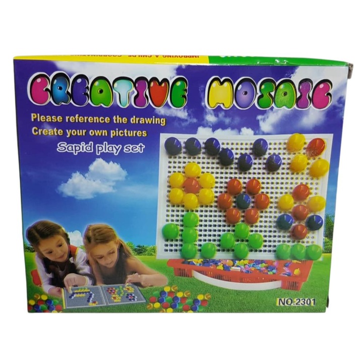 Joc creativ-Mozaic cu pioneze colorate