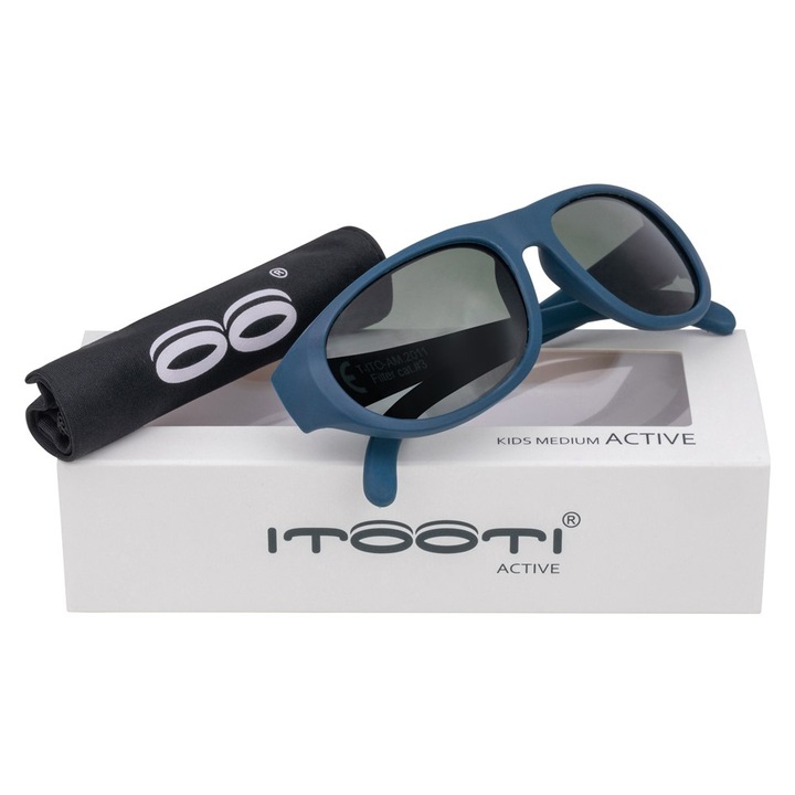 ITOOTI ACTIVE M gyerek napszemüveg, gránát, 3-7 év, zöld lencsék, mikroszálas tasakkal