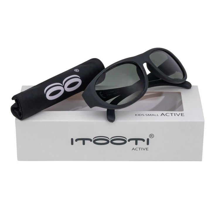 ITOOTI ACTIVE S gyerek napszemüveg, UV szűrő, rugalmas opció, fekete szín, kis méret