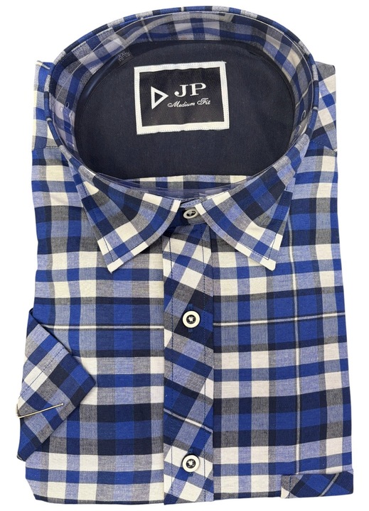 Férfi hosszú ujjú ing, kék, kockás, medium fit, pamut-poliészter, 2XL méret