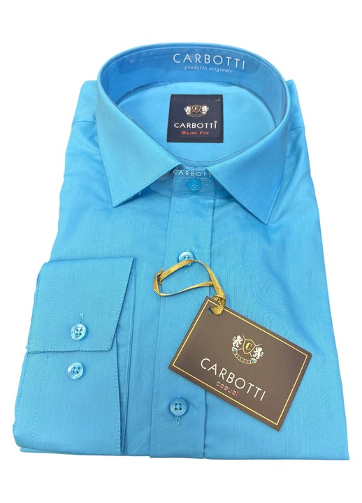 Camasa cu maneca lunga barbati, albastru, slim fit, bumbac-poliester, Albastru deschis