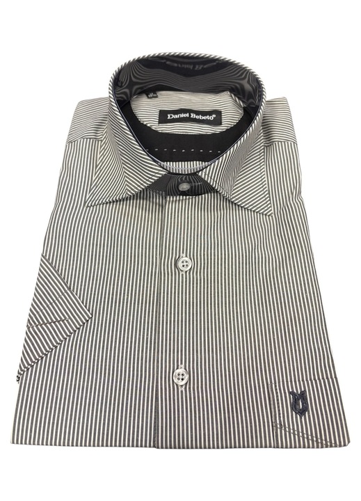 Férfi hosszú ujjú ing, finom csíkos, klasszikus, pamut-poliészter, M-es méret