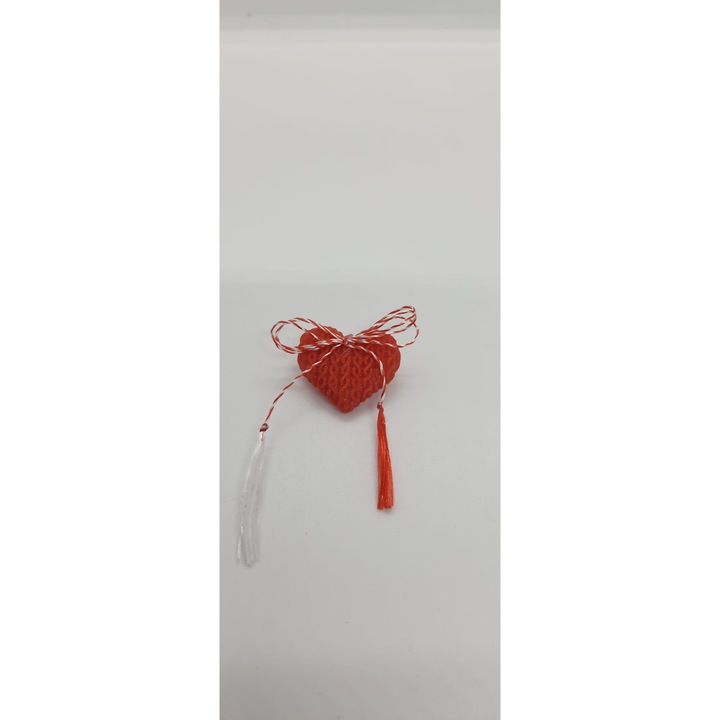 5 darabos martisor szett, piros szív alakú, kitűzővel, 3D nyomtatott