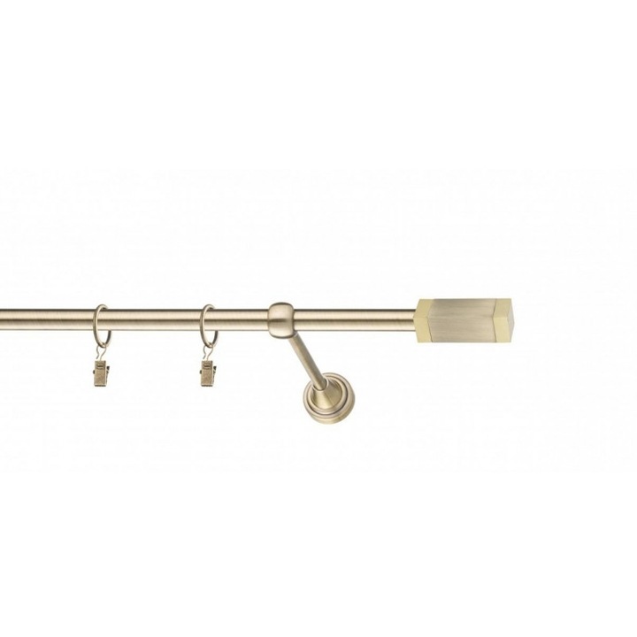 galerie metal 16 mm AMERIKA simpla, auriu-antic, 240 cm, capete ORLANDO