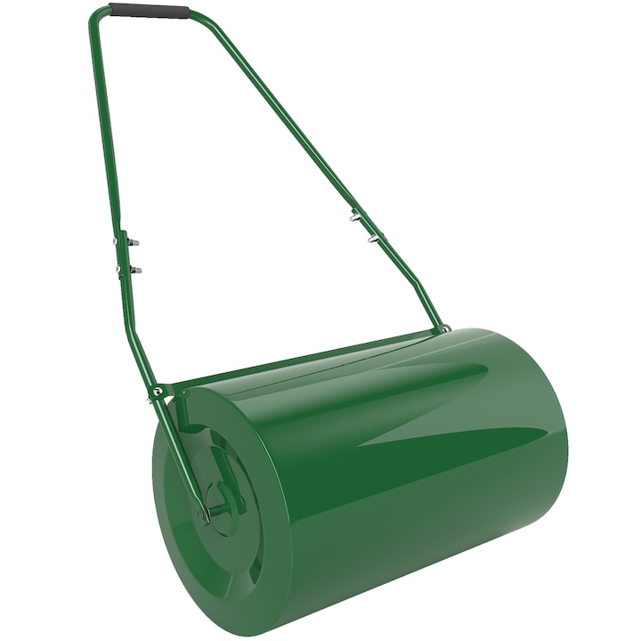 Outsunny Rulou pentru gazon de 63L capacitate cu lama razuire, metalic, 123x58x40 cm, verde inchis