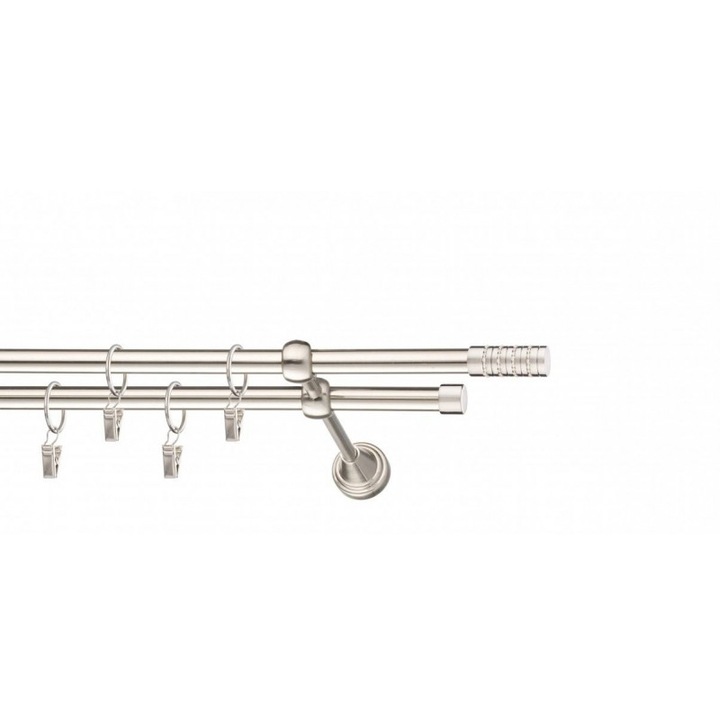 galerie metal 16/16 mm AMERIKA dubla, crom-mat, 200 cm, capete LAS VEGAS