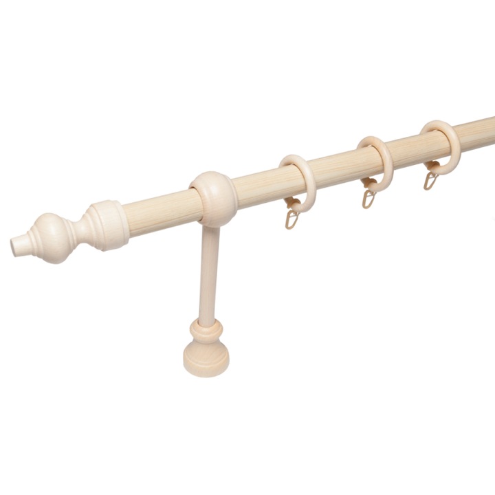 Galerie perdea RODECO, lemn, 28 mm, natur, 160 cm, set complet