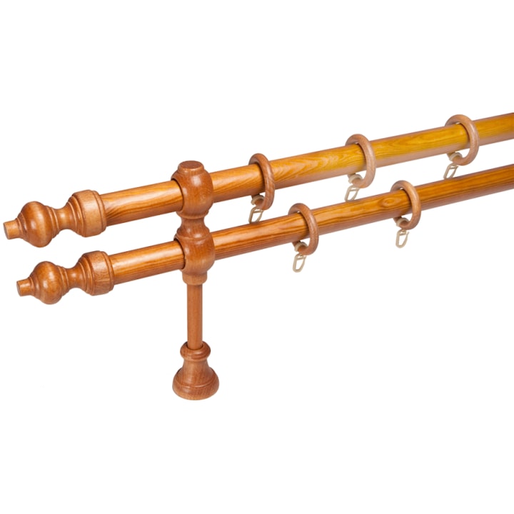 galerie lemn 28 mm FILIGRANO, dubla, cires, 320 cm, galeria este formata din 2 bucati cu element de imbinare