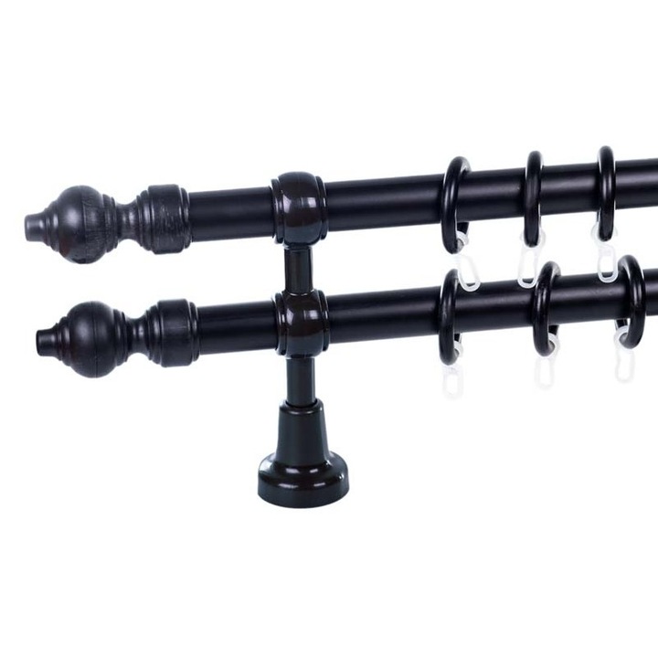 galerie plastic 28 mm FILIGRANO, dubla, negru,220 cm