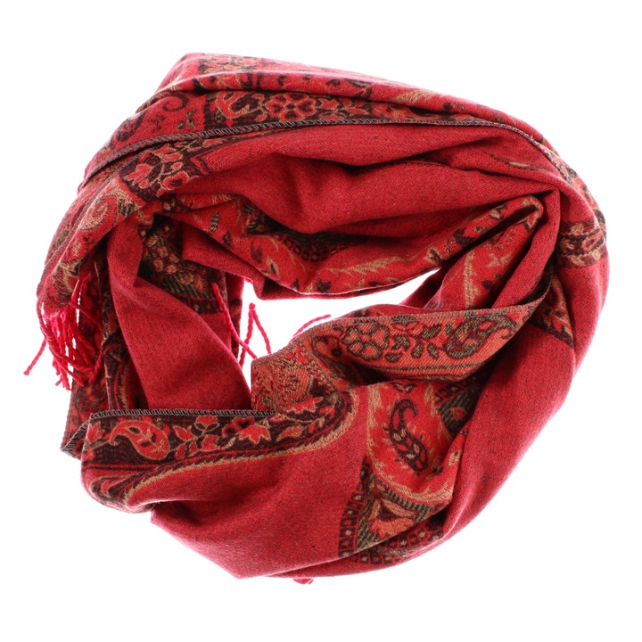 Esarfa de dama, din lana, Buticcochet, cu model stilizat, 65x190 cm, Multicolor - ES3252