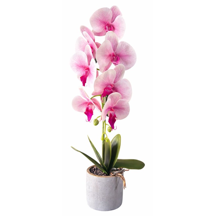 Orhidee artificiala cu ghiveci, 75 cm, roz