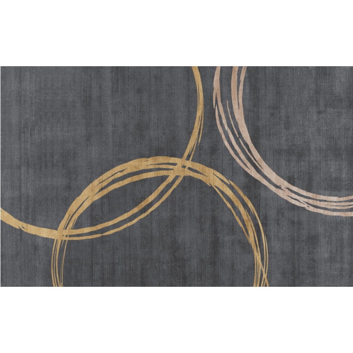 Covor printat Heinner Circle 700x1400mm Auriu/Gri