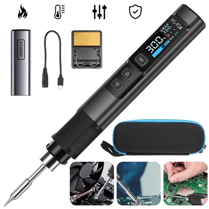 Pistol de lipit portabil, Bedee,100W, Fier de lipit electric, rgonomica, Static protection, Inductive hibernation, Fier de lipit inteligent,100°C~450°C, Argintiu/Negru
