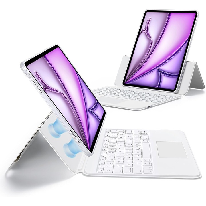 Etui cu tastatura pentru iPad Air 13, ESR Ascend, alb, cu suport reglabil 15-180°