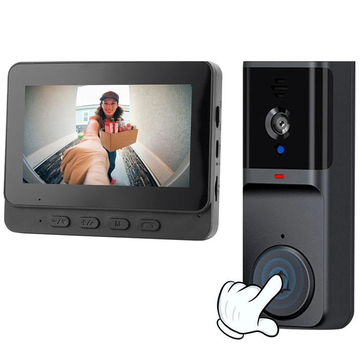 Bedee vezeték nélküli kültéri videó csengő 800mAh monitorral