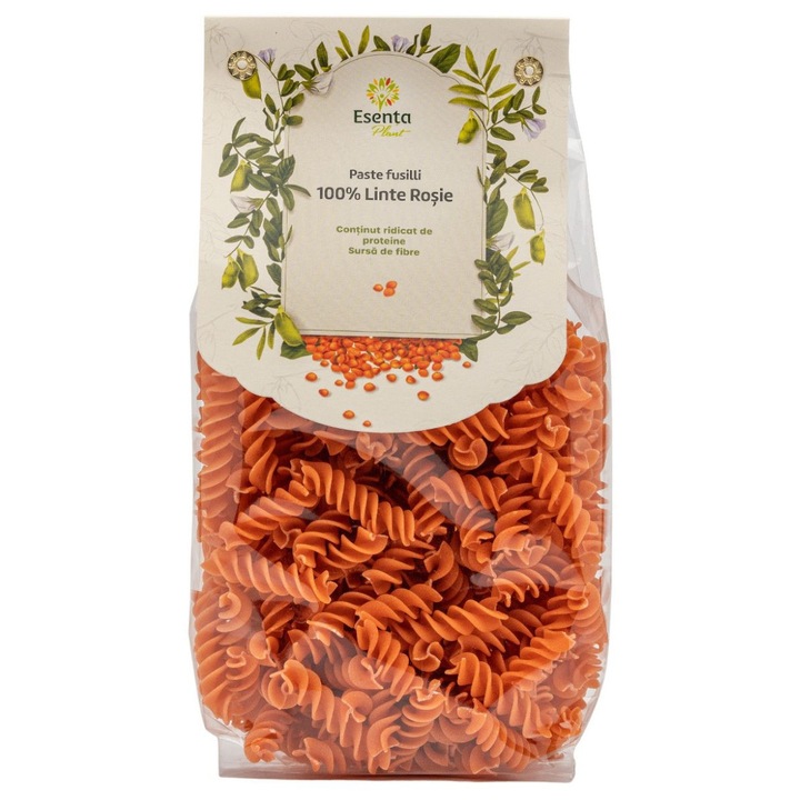 Paste fusilli de linte rosie, 250g, Esenta Plant