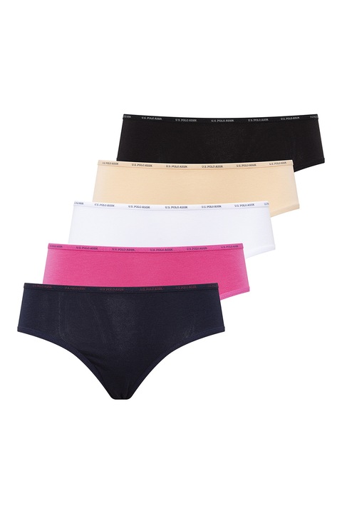 U.S. Polo Assn., Modáltartalmú csípőbugyi szett - 5 db, Fehér/Fekete/Fukszia