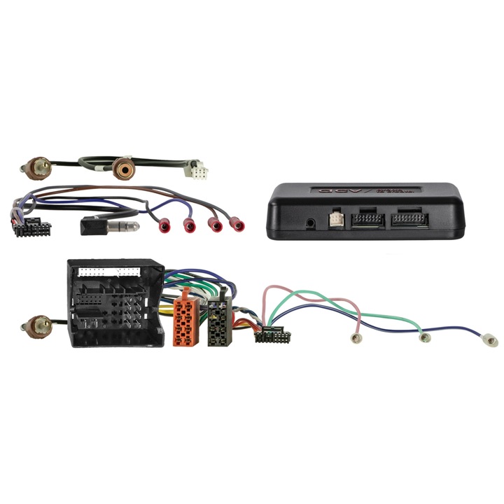 Инфоадаптер Skoda/VW 52Pin Quadlock, комплект, съвместимост с различни модели, свързване на камера, множество кабели