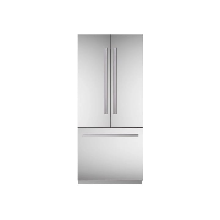 Frigider incorporabil side by side French Door Bertazzoni, 546 litri, colectie Professional, congelator 157 litri, dispenser apa/gheata, 3 rafturi, 6 compartimente pe usa, temperatura reglabila, panou control tactil, iluminare LED, functie Eco, inox