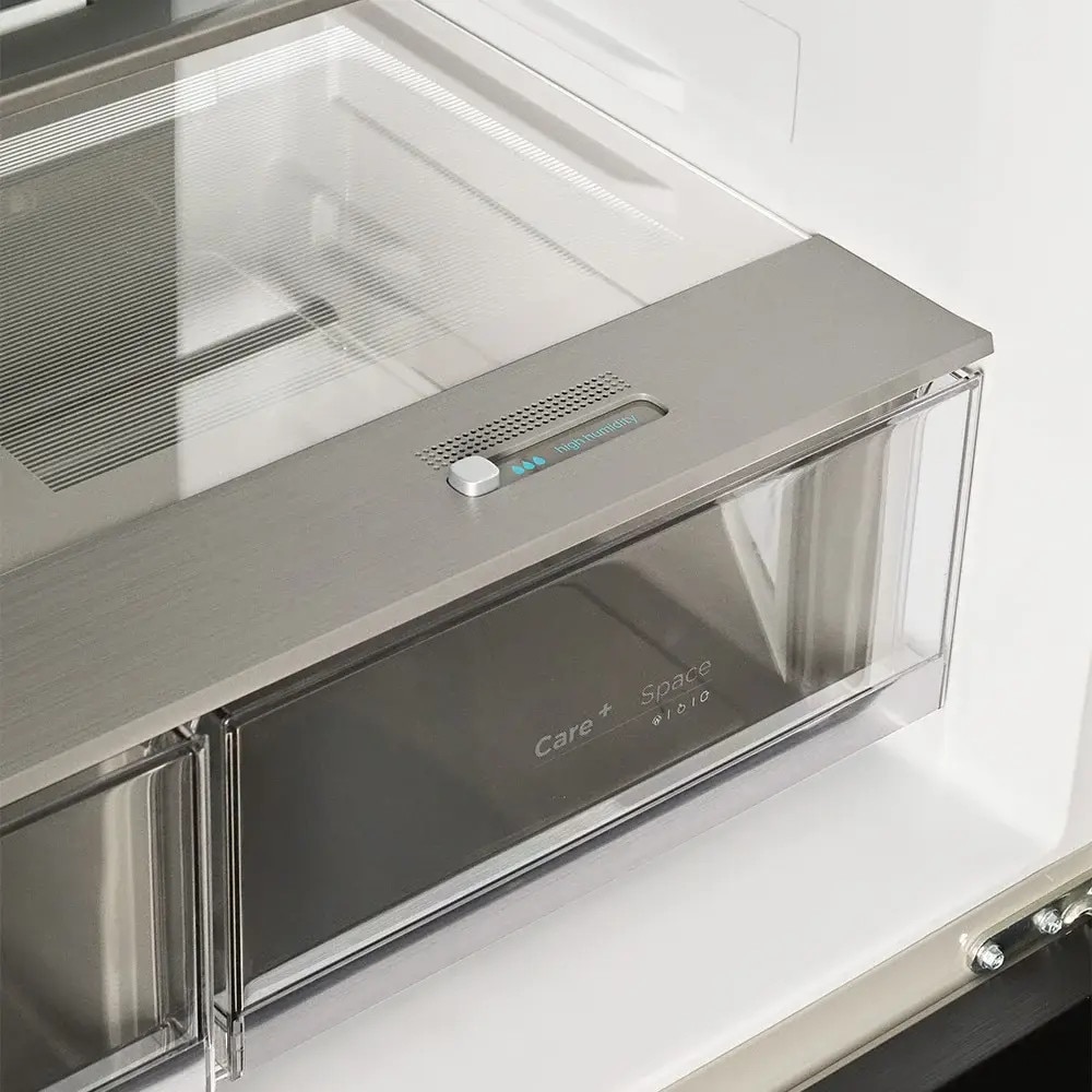 Frigider side by side No Frost CREATE, Studio, 503 litri, H 177 cm, congelator 186 litri, Tehnologie Inverter, temperatura reglabila, 3 rafturi din sticla, 6 compartimente pe usa, sistem Care, functie Multi Air Flow, finisaj sticla mata, negru