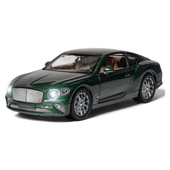 Fém autó Bentley Continental GT 1:32, Visszahúzható, Fények és Hangok, Nyitható ajtók, 15 cm