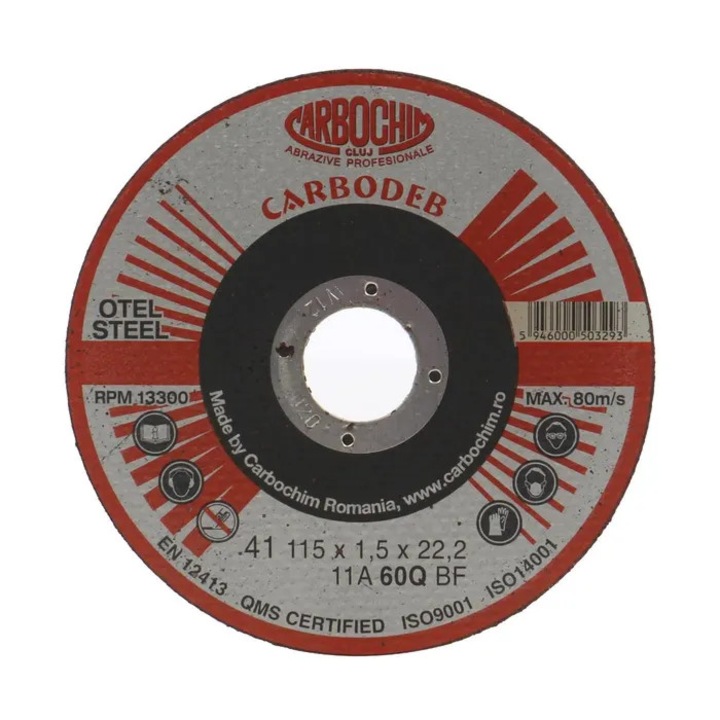 Disc debitare otel, Carbochim 11ABACH1TRS, 115 x 22.2 x 1.5 mm
