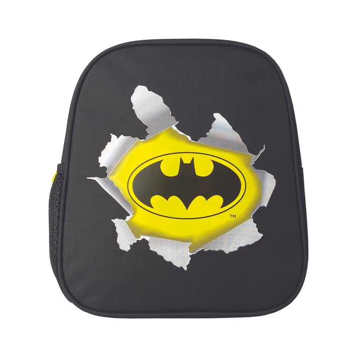 Ghiozdan Gradinita Mini Batman, Negru-Alb, Pigna