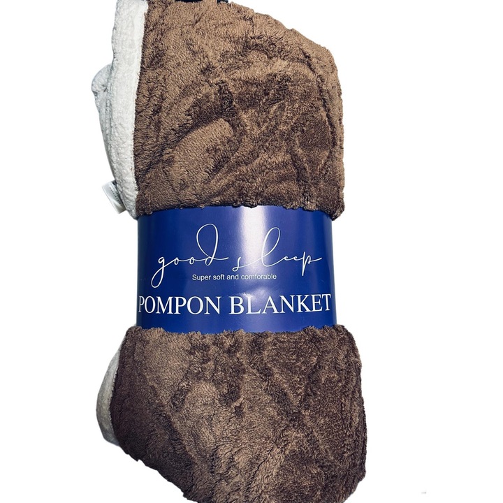 Patură groasă pufoasă Luna home, dublă față, mare, maro, 200x230cm