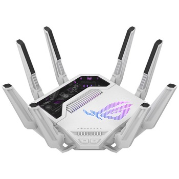 Router Gaming Wireless ASUS ROG Rapture GT-BE19000AI, BE19000, Tri-Band, Quad-Core 2.6GHz CPU, router 32GB/4GB Flash/RAM, AI core 32GB/4GB Flash/RAM, 4K-QAM, dual port 10G, 200+ dispozitive, AiProtection Pro, openNAT, VPN Fusion, IPTV, Beamforming, AiMesh