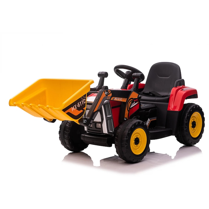 Excavator electric, Kinderauto, BJ611C, rosu, 60W, 12V, telecomanda, Bluetooth, 125x50x52.5cm
