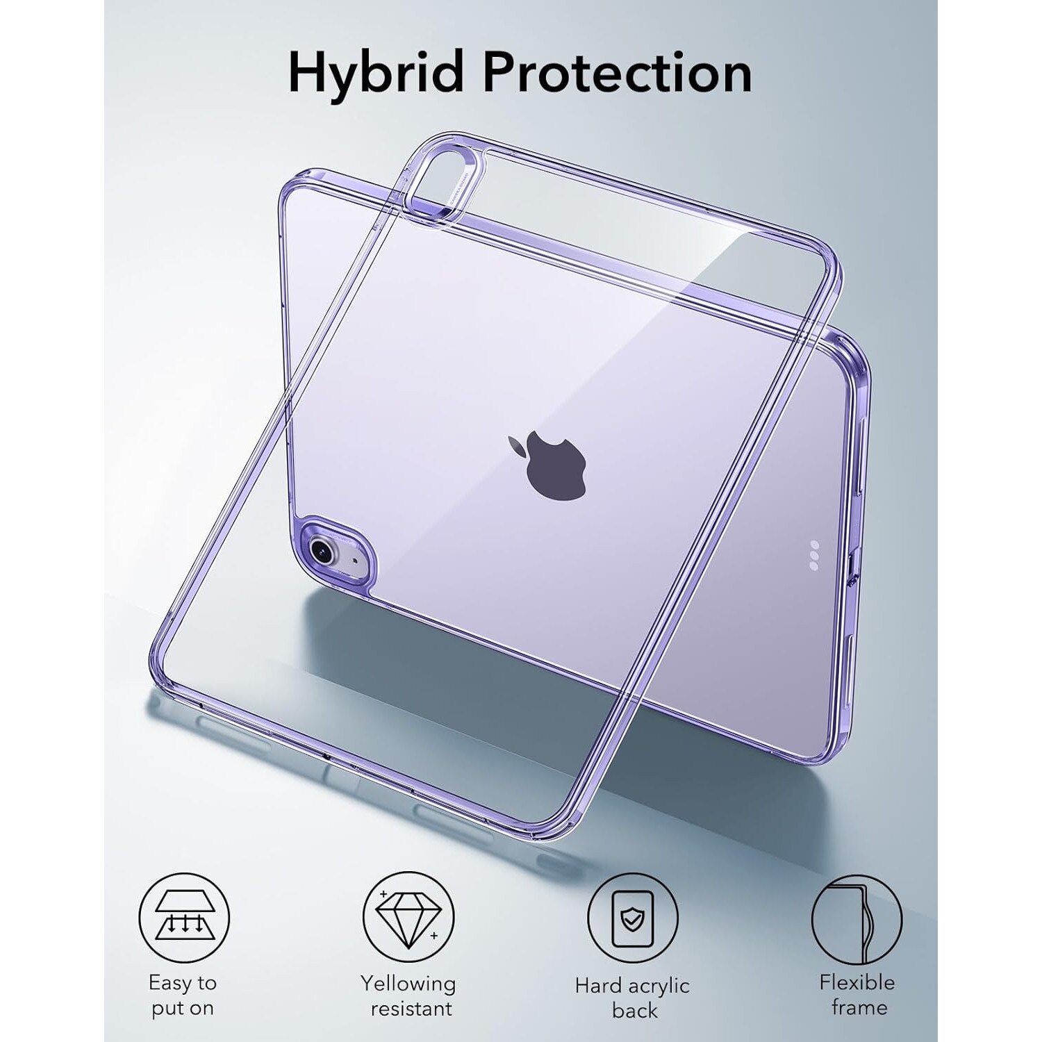 Husa ESR compatibila iPad Air 13 Inch (2025/2024), protectie Shock & Drop, suport magnetic/wireless charging Apple Pencil Pro, Pencil (USB-C), Clear Purple