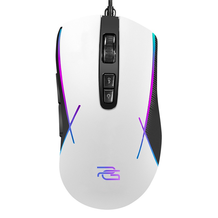 Mouse Gaming Proove, 7200DPI, LED, Alb, USB