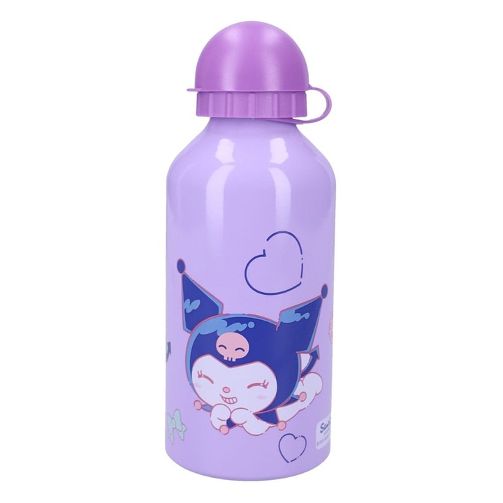 Бутилка Sanrio Kuromi 500 мл, уникален дизайн, многоцветна, комплект кухненски аксесоари