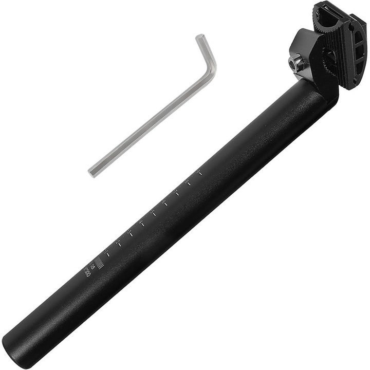 Tija sa aluminiu, 27.2×450mm, aluminiu 6061, Pentru biciclete de munte/calatorie, Stil dublu cu unelte, Materiale De Inalta Calitate, Negru