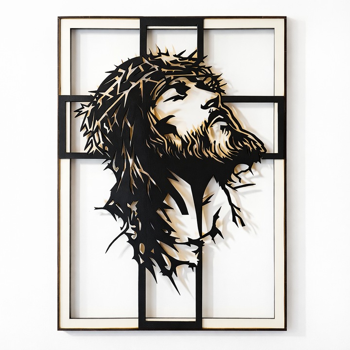Tablou decorativ 3D Isus Hristos din HDF, 29x40 cm, modern, spiritual