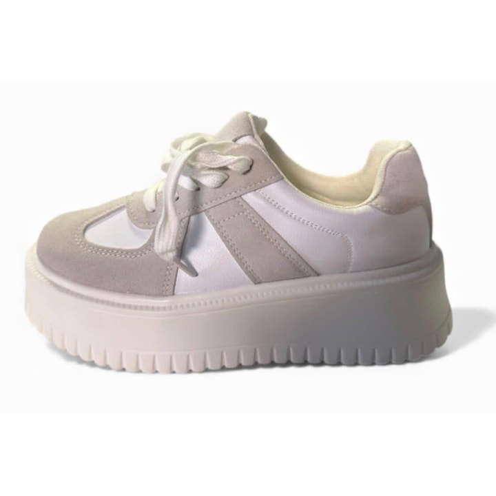 Női alkalmi platformos cipő, bézs, Bézs