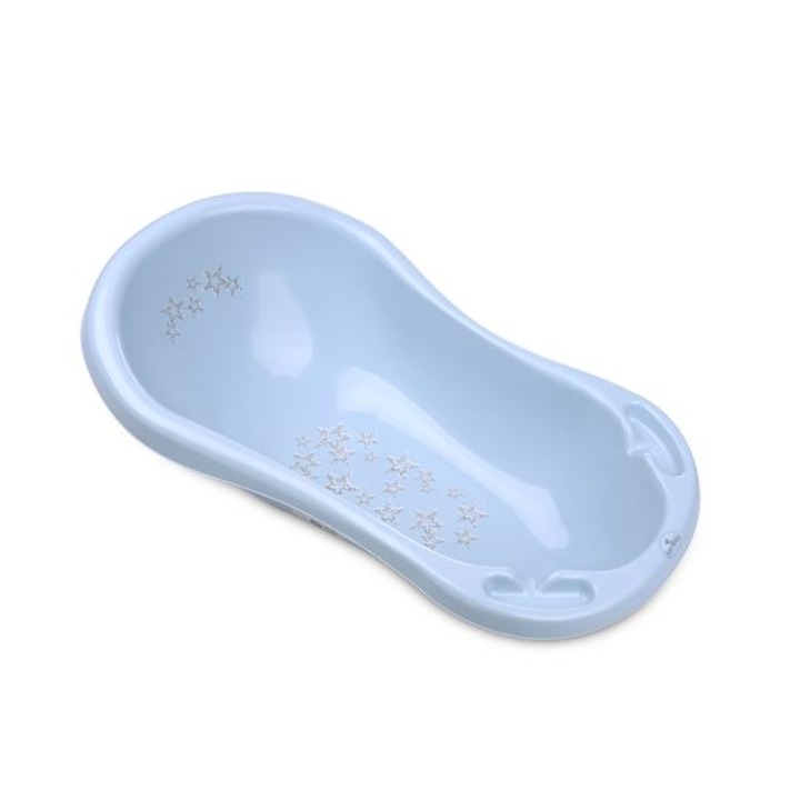 Cadita bebe, Lorelli, 84 x 48 x 30 cm, ergonomica, albastru cu imprimeu stelute