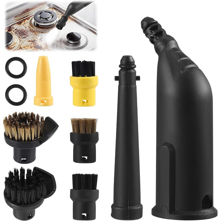 Set duze pentru curățarea cu abur, Bedee, 10 piese, material nailon + ABS, multicolor