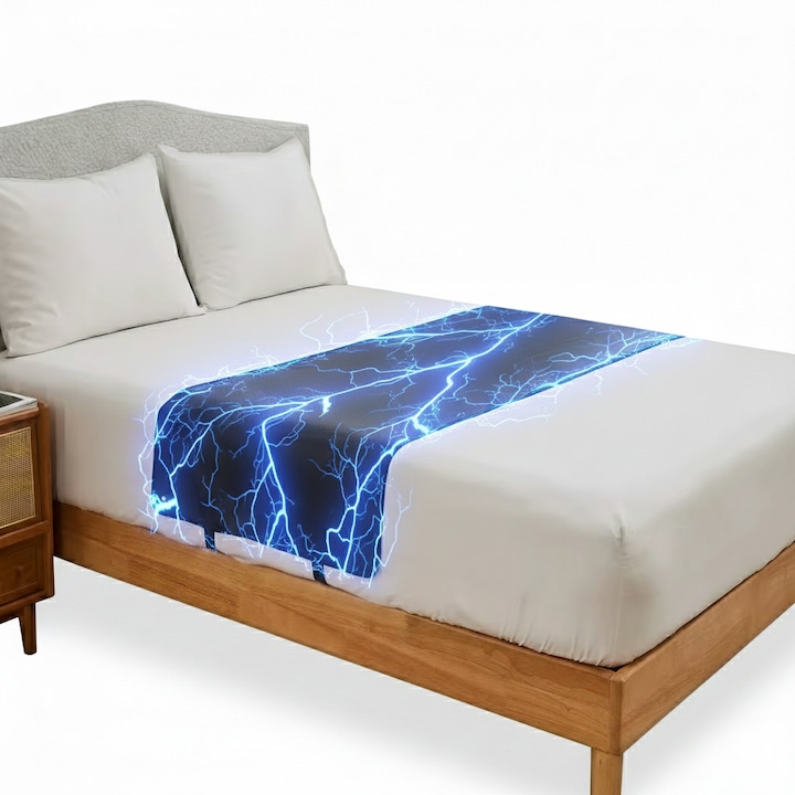 Заземяващ чаршаф, 140x200см, бял, с ластик, пълен комплект