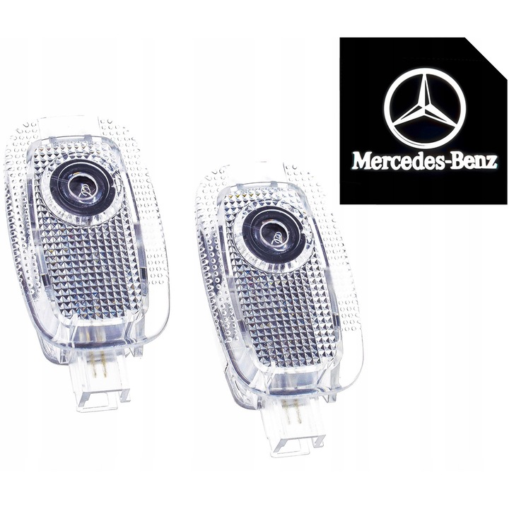 Set proiectoare LED logo PREMIUM pentru Mercedes-Benz, HD+, 14W, 12V, montaj rapid