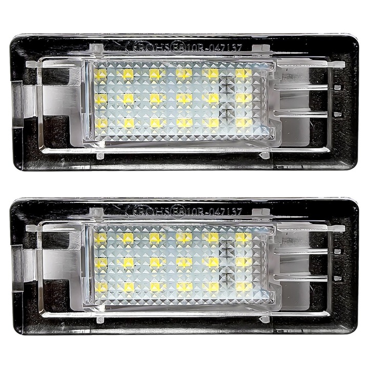 Комплект от 2 LED лампи за осветление на регистрационен номер, LEDпроектор, 18 диода, 8,2x3,2см, студено бяла светлина, за Dacia Duster 1 HS Logan MCV Lodgy