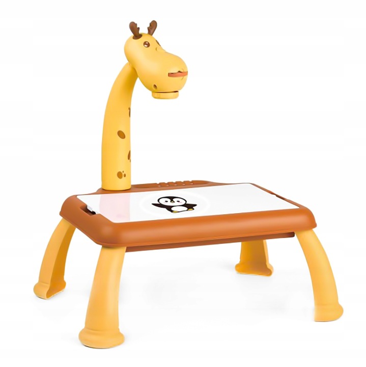 Маса за рисуване с проектор и пъзел, LED проектор, 12 цветни маркера, 60 части, многоцветен