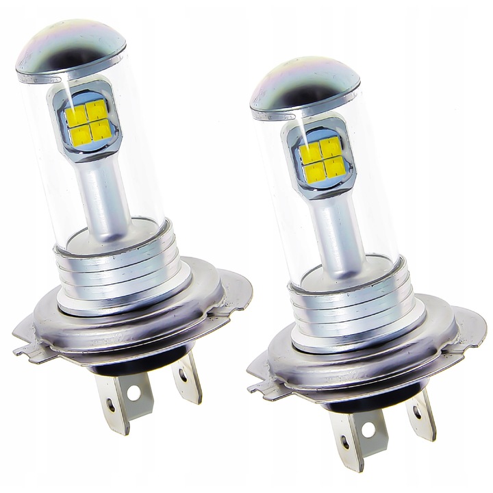 Комплект 2 LED крушки H4 6W 12V 6000K, LEDпроектор