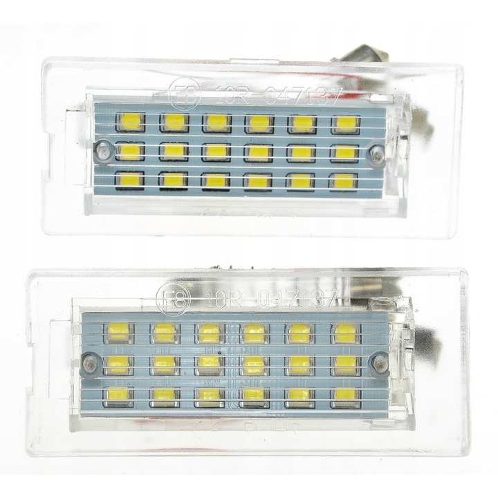Комплект от 2 LED лампи за осветяване на регистрационен номер, LEDprojektor, 18 диода, 7.3x3.1см, студено бяло