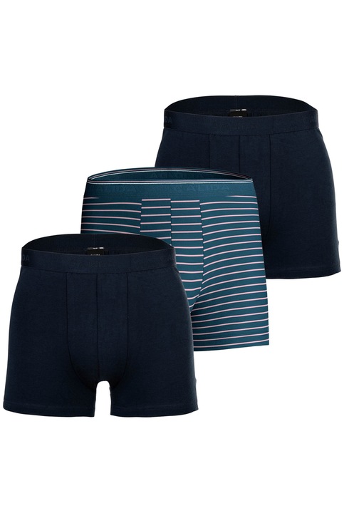 CALIDA, Set de boxeri din amestec de bumbac - 3 perechi, Albastru ultramarin/Roz/Albastru petrol