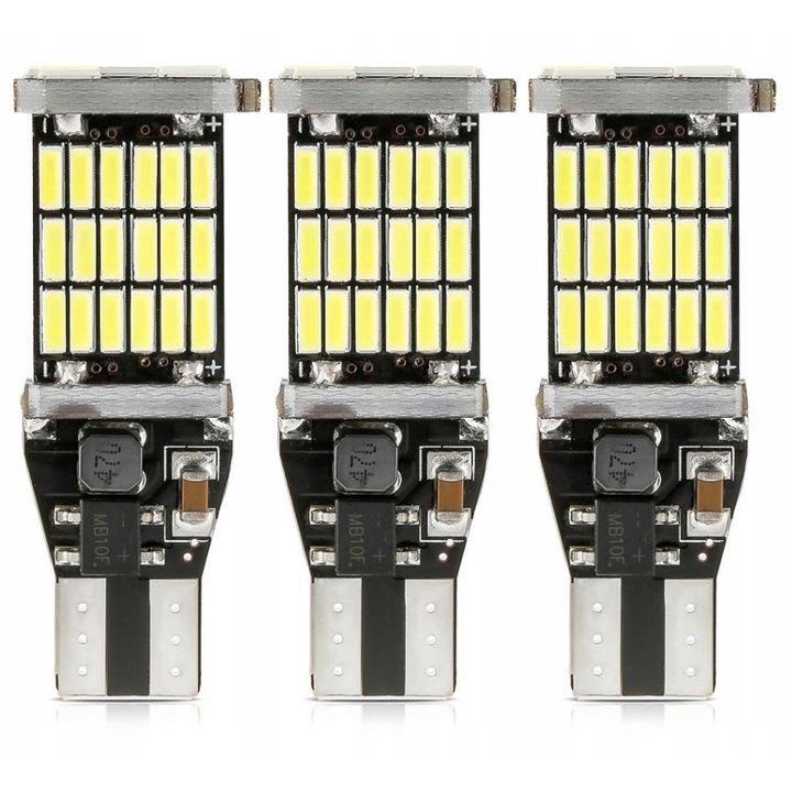 Комплект от 3 LED крушки T15 W16W SMD 4014 Canbus, 12V, 6500K, 40x15mm